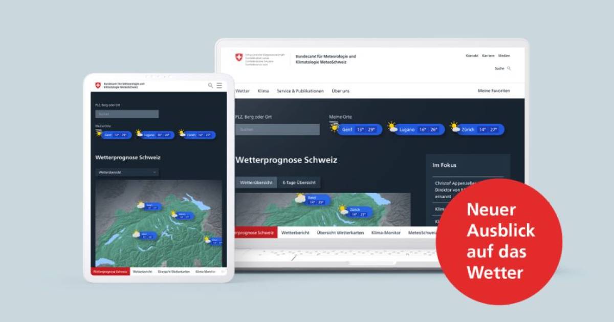 Meteo Schweiz erhält eine neue Webseite